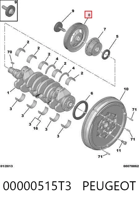 Polia de cambota 00000515T3 Peugeot/Citroen