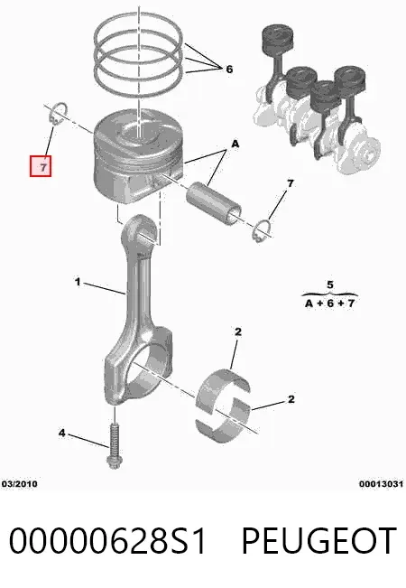 Pistão do kit para 1 cilindro, STD 00000628S1 Peugeot/Citroen