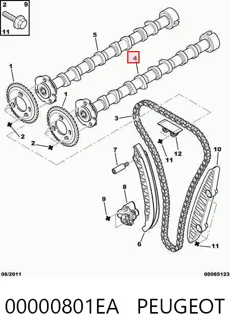 Árvore distribuidora de motor de admissão 00000801EA Peugeot/Citroen