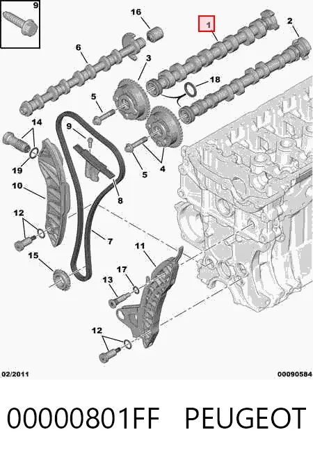 Árvore distribuidora de motor de admissão 00000801FF Peugeot/Citroen