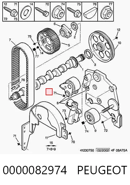 Reguladora de tensão da correia do mecanismo de distribuição de gás 0000082974 Peugeot/Citroen