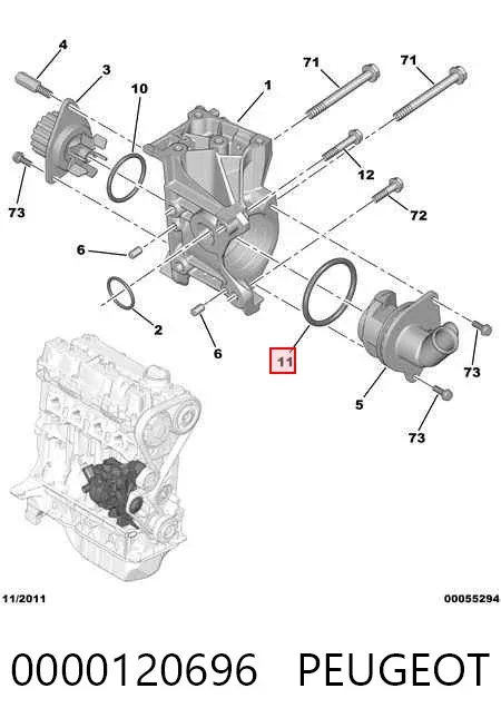 Vedante de bomba de água 0000120696 Peugeot/Citroen