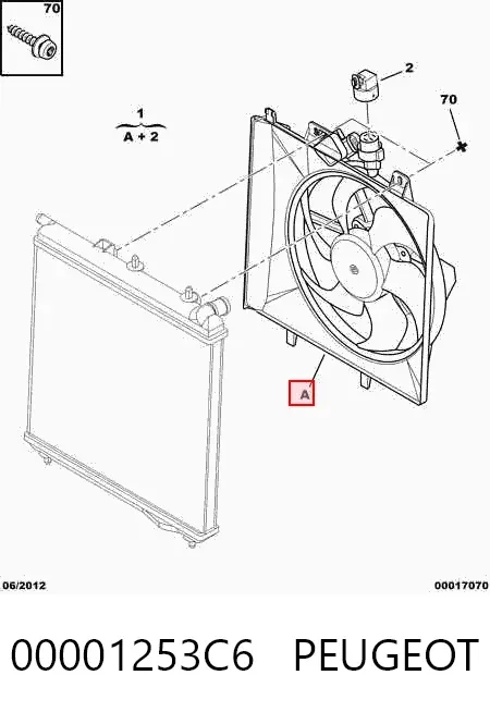 Difusor do radiador de esfriamento, montado com motor e roda de aletas 00001253C6 Peugeot/Citroen