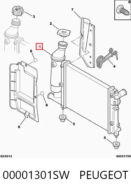 Radiador de esfriamento de motor 00001301SW Peugeot/Citroen