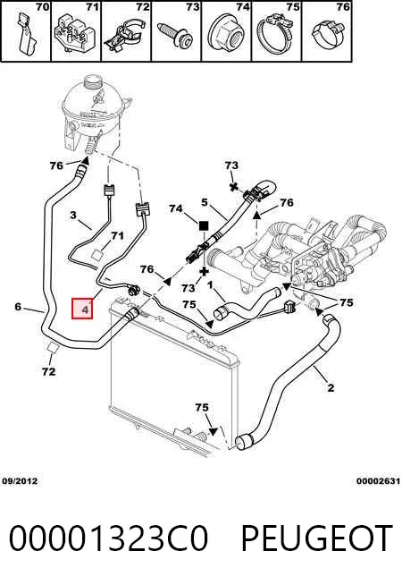 Mangueira (cano derivado) do sistema de esfriamento 00001323C0 Peugeot/Citroen