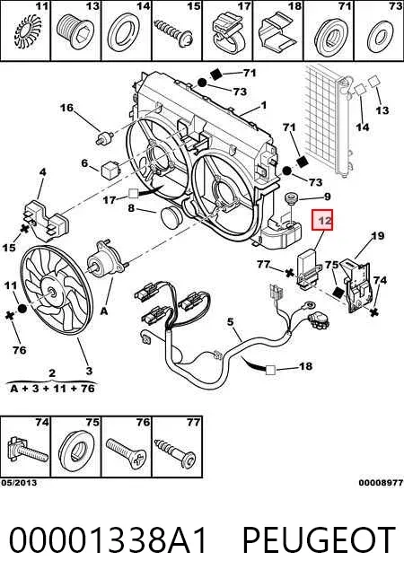 Regulador de revoluções de ventilador de esfriamento (unidade de controlo) 00001338A1 Peugeot/Citroen