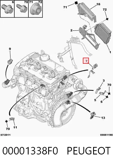 Sensor de temperatura do fluido de esfriamento 00001338F0 Peugeot/Citroen