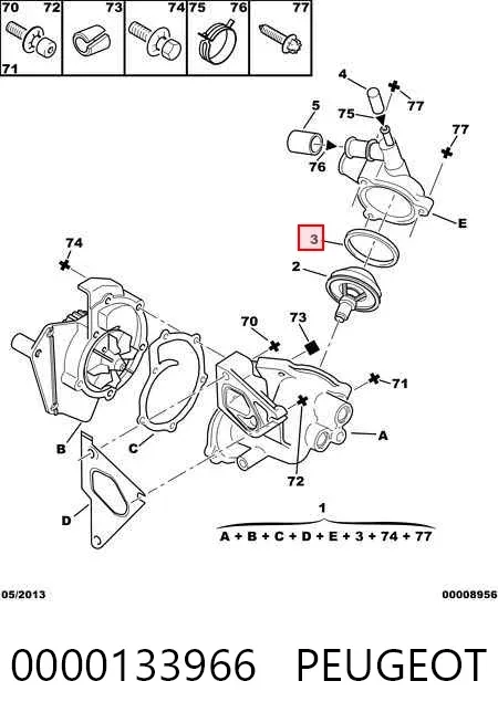 Vedante de termostato 0000133966 Peugeot/Citroen