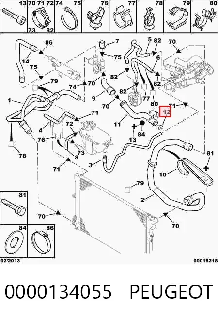 Vedante anular do sistema de esfriamento 0000134055 Peugeot/Citroen