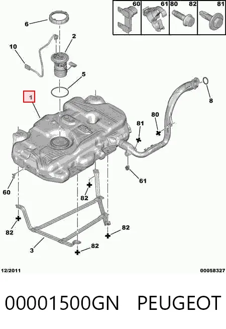 Tanque de combustível 00001500GN Peugeot/Citroen