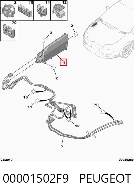 Adsorvedor dos vapores de combustível Peugeot 307 CC