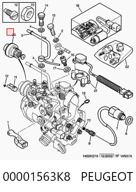Amortecedor da Bomba de Combustível de Pressão Alta 00001563K8 Peugeot/Citroen