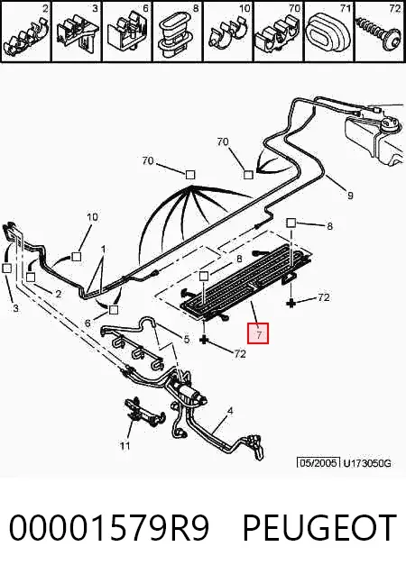 Radiador de esfriamento de combustível 00001579R9 Peugeot/Citroen