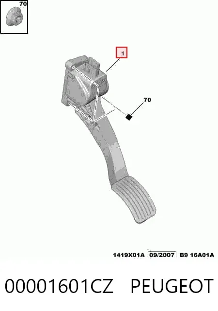Pedal de gás (de acelerador) 00001601CZ Peugeot/Citroen