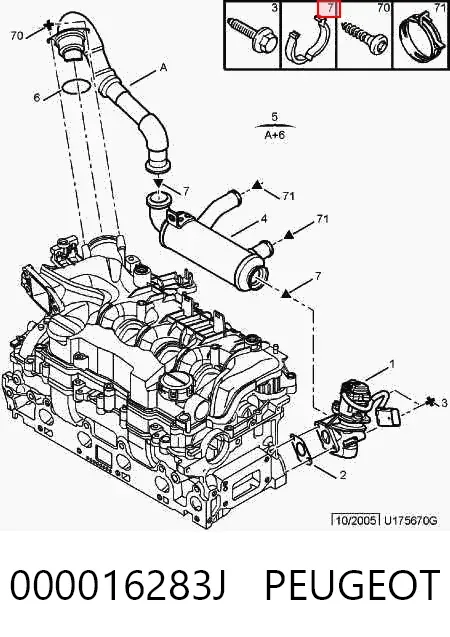Braçadeira de cano derivado de válvula EGR 000016283J Peugeot/Citroen
