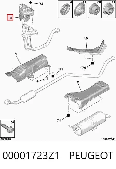 Proteção (tela térmica) de tubo coletor de escape 00001723Z1 Peugeot/Citroen