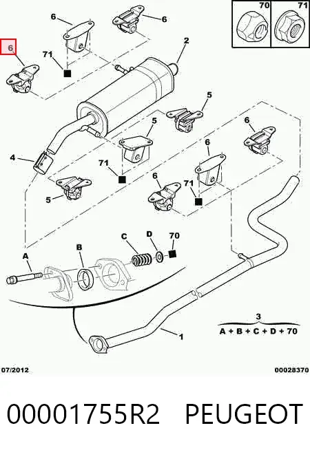 Coxim de fixação do silenciador 00001755R2 Peugeot/Citroen