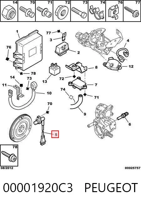 Sensor de posição (de revoluções) de cambota 00001920C3 Peugeot/Citroen