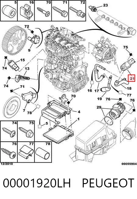 Sensor de pressão no coletor de admissão, MAP 00001920LH Peugeot/Citroen