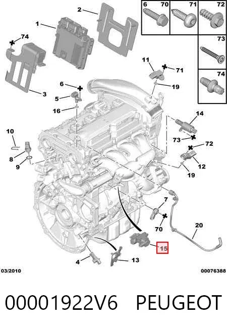 Convertidor de pressão (solenoide) de supercompressão 00001922V6 Peugeot/Citroen