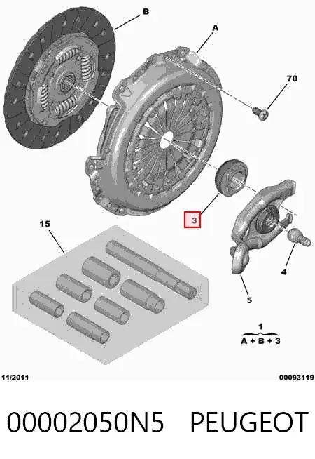 Kit de embraiagem (3 peças) 00002050N5 Peugeot/Citroen