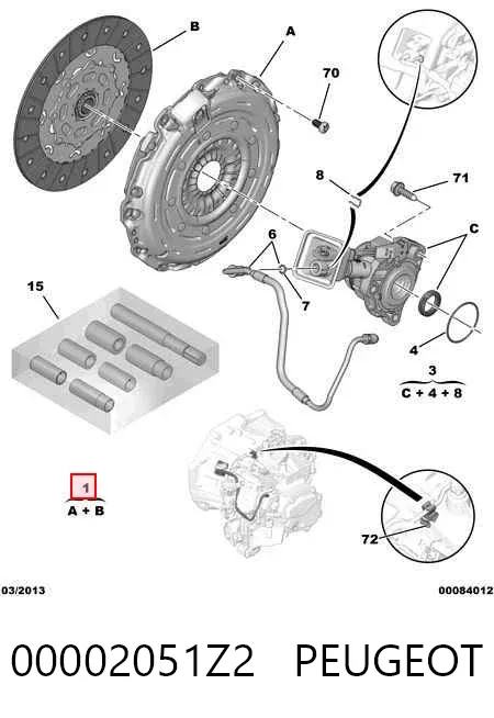 Kit de embraiagem (3 peças) 00002051Z2 Peugeot/Citroen