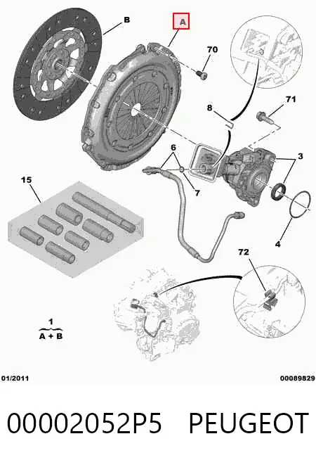 Kit de embraiagem (3 peças) 00002052P5 Peugeot/Citroen