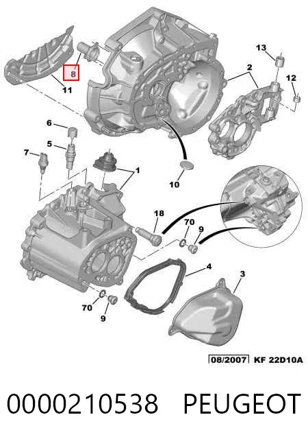 Guia da árvore primária da Caixa de Mudança 0000210538 Peugeot/Citroen