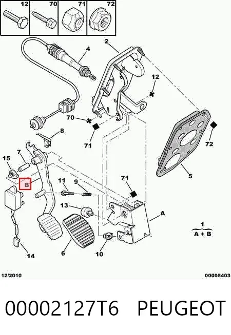 Pedal de embraiagem 00002127T6 Peugeot/Citroen