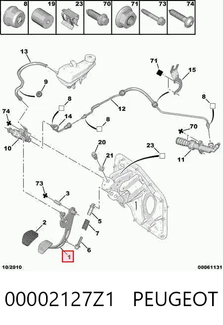 Pedal de embraiagem 00002127Z1 Peugeot/Citroen