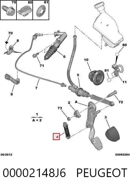 Mola de pedal de embraiagem 00002148J6 Peugeot/Citroen