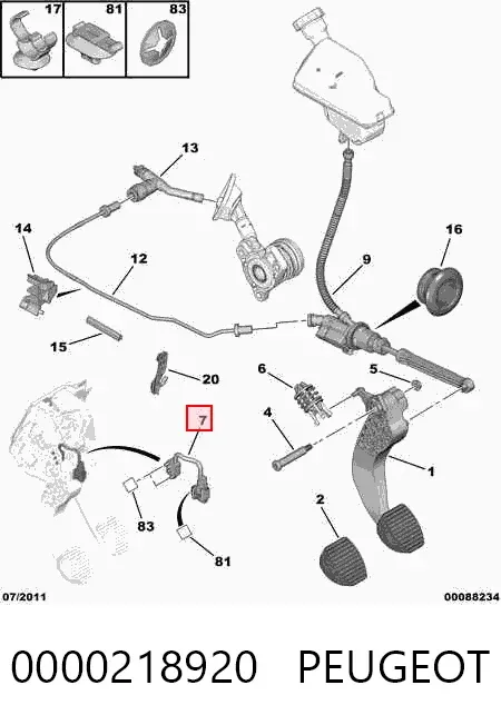 Sensor de ativação de embraiagem 0000218920 Peugeot/Citroen