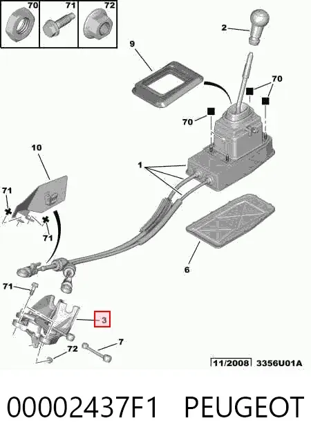 Consola de fixação de cabos da Caixa de Mudança 00002437F1 Peugeot/Citroen