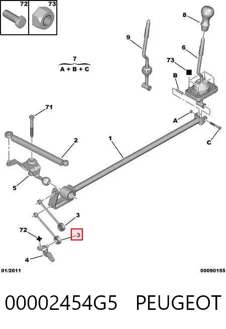 Barra de ligação da Caixa Automática de Mudança 00002454G5 Peugeot/Citroen