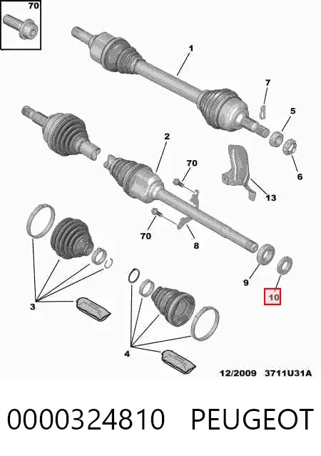 Anel de travagem de rolamento suspenso do semieixo dianteiro 0000324810 Peugeot/Citroen