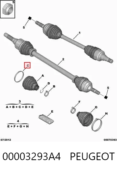 Bota de proteção externa de junta homocinética do semieixo dianteiro 00003293A4 Peugeot/Citroen