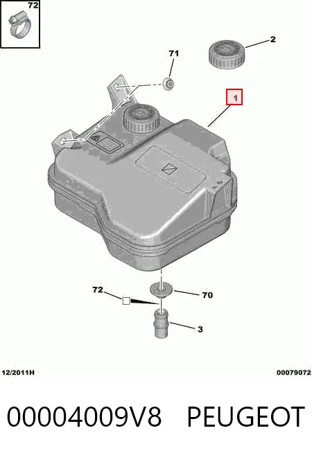 Tanque de bomba da Direção hidrâulica assistida 00004009V8 Peugeot/Citroen