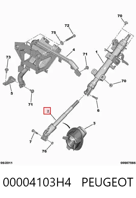 Veio da coluna de direção inferior 00004103H4 Peugeot/Citroen