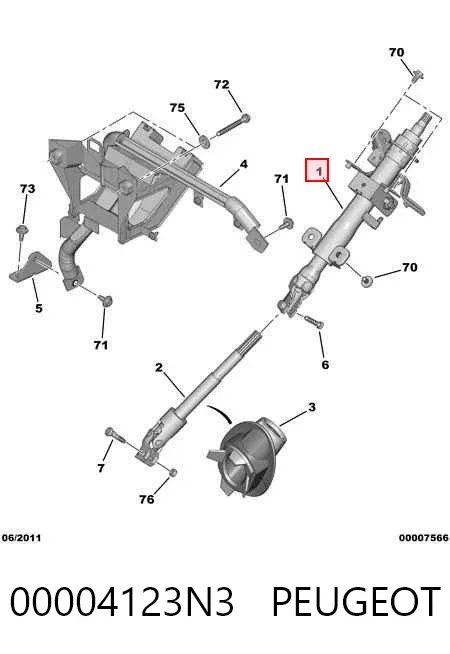 Coluna da direção 00004123N3 Peugeot/Citroen