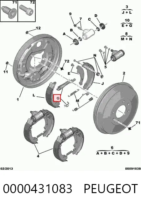 Mecanismo de aproximação (de auto-aproximação) das sapatas de tambor (kit de reparação levadiça) 0000431083 Peugeot/Citroen