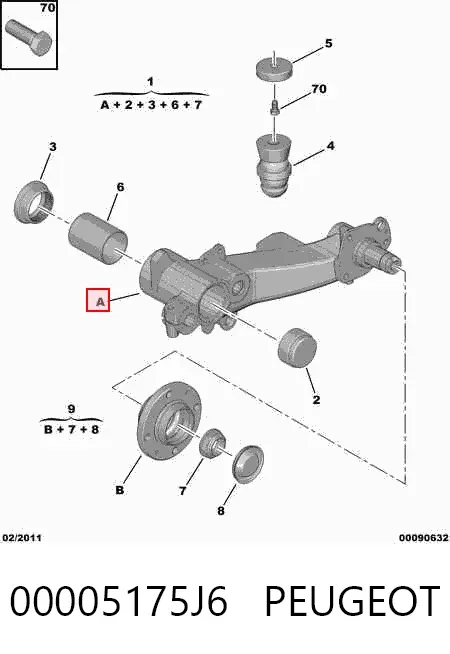 Braço oscilante (tração) longitudinal inferior esquerdo de suspensão traseira 00005175J6 Peugeot/Citroen