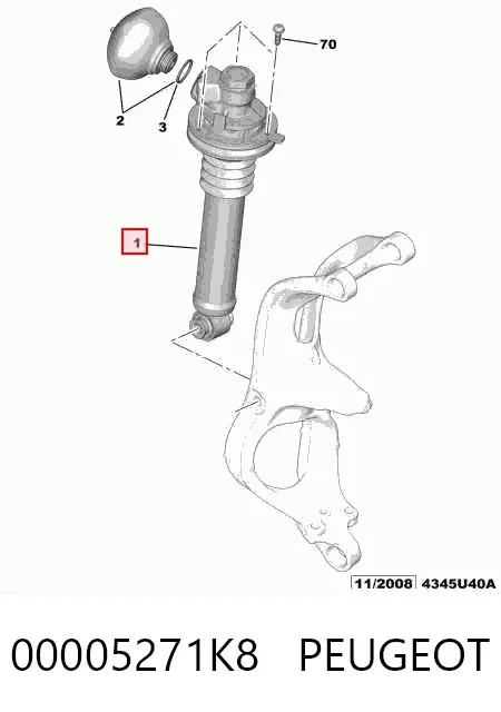 Amortecedor dianteiro direito 00005271K8 Peugeot/Citroen