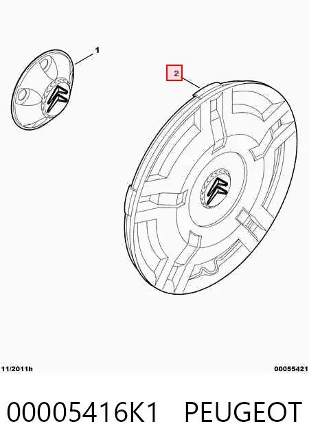 Coberta de disco de roda 00005416K1 Peugeot/Citroen