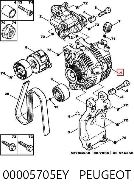 Gerador 00005705EY Peugeot/Citroen