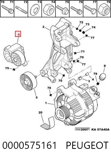 Reguladora de tensão da correia de transmissão 0000575161 Peugeot/Citroen