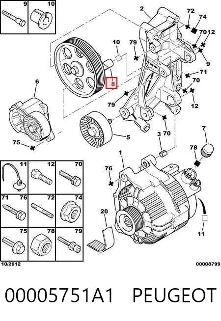 Rolo parasita da correia de transmissão 00005751A1 Peugeot/Citroen