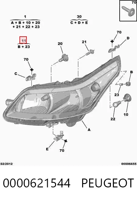 Base (casquilho) de lâmpada da luz 0000621544 Peugeot/Citroen