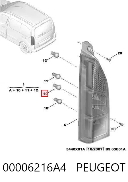 Lâmpada 00006216A4 Peugeot/Citroen