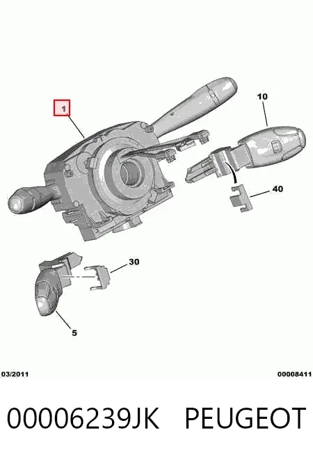 Comutador instalado na coluna da direção, montado 00006239JK Peugeot/Citroen