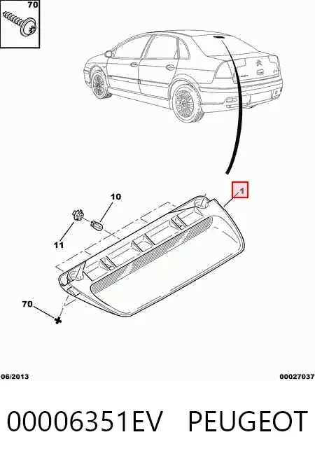 Sinal de parada traseiro adicional 00006351EV Peugeot/Citroen